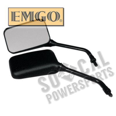 Emgo Universal Rectangular Mirror-GP Deluxe-LongStem-10mm Thread-Both-20-78257