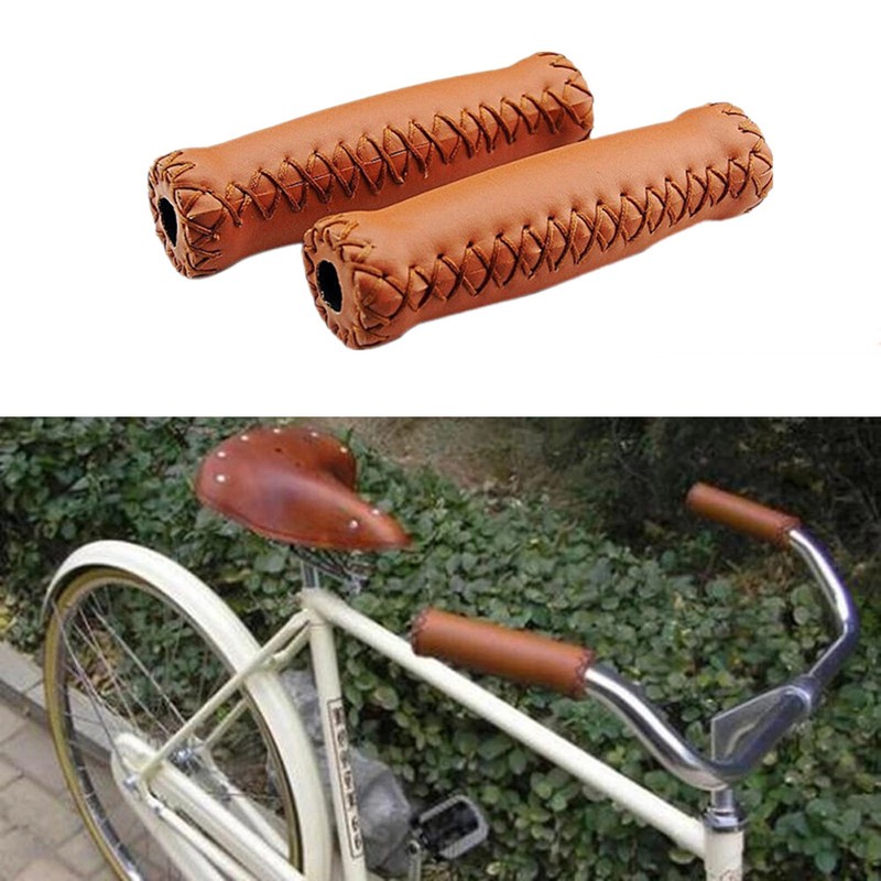 Handlebar Grips Vintage Bicycle Grips Retro Cycling Grip Leather