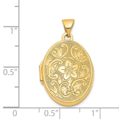 Pre-owned Diamond2deal 14k Yellow Gold Scrolled Floral Locket Pendant 1.35g