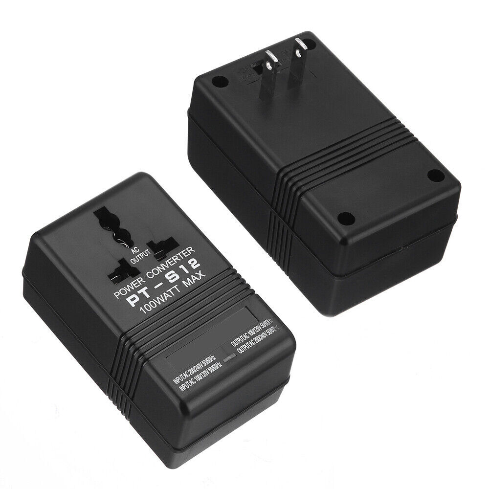 AC 110V/120V to 220V/240V Dual Voltage Transformer Power Converter 100W Adapter