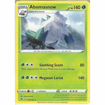 013/192 Abomasnow | Rare Card | Pokemon TCG Sword & Shield Rebel Clash SWSH02