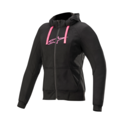 Pre-owned Alpinestars Stella Chrome Sport Womens Sweatshirts Zip Up Armored Fleece Hoodies In Black/pink