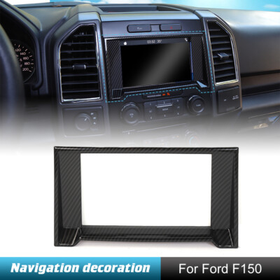 Carbon Fiber Central Navigation GPS Radio Frame Cover Trim For Ford F150 2015-20