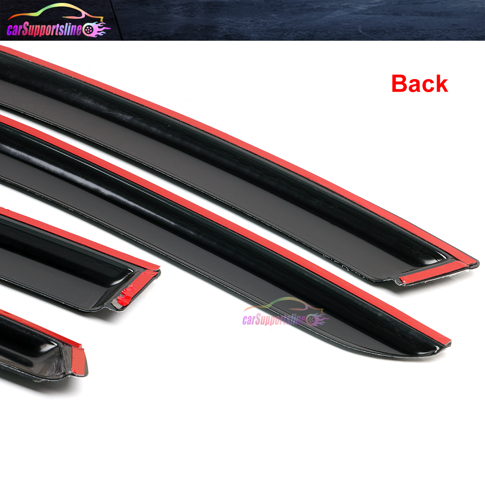 Fits 13-18 Nissan Altima Sedan Window Visor Smoke Vent Shade Guard w/ Red Sport