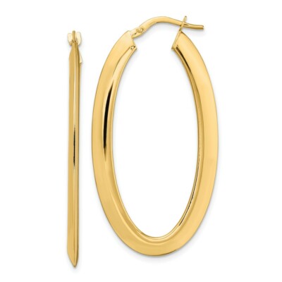 Pre-owned Superdealsforeverything Real 14kt Yellow Gold Polished Oval Hoop Earrings