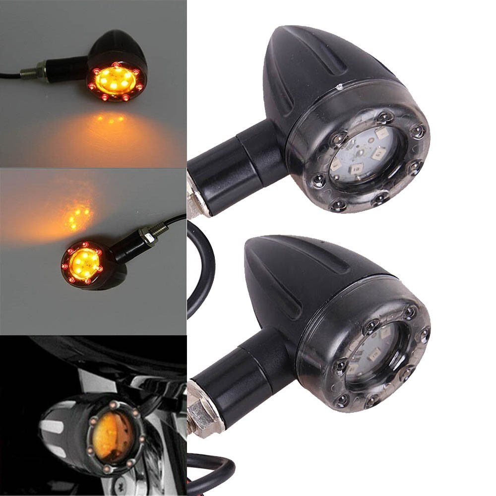 Bright Pair LED Blinker Turn Signals For Harley BMW Honda Chopper Bobber