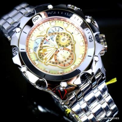 Invicta Reserve Venom Fusian Swiss Master Calendar Steel Gold Tone Watch New