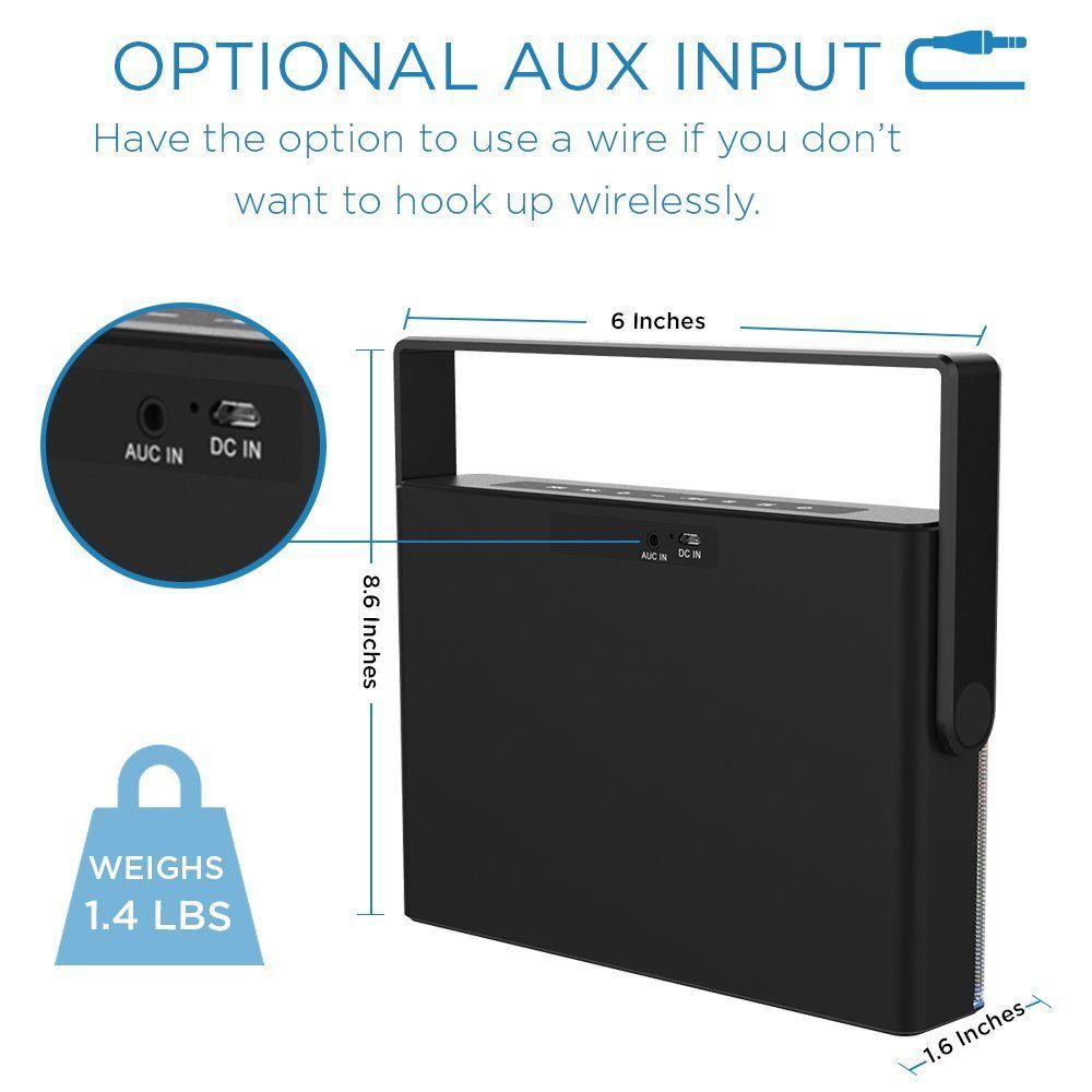 Aduro LED Bluetooth Speaker w/Pulsating Lights, Wireless Multi-Color Quadratic