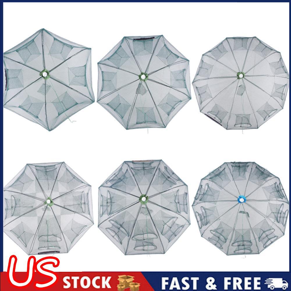Automatic Folding Umbrella Type Fishing Shrimp Cage Crab Fish Trap Cast Net