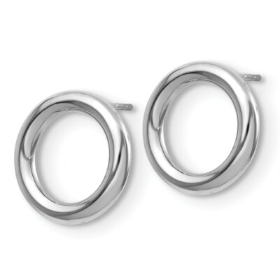 Pre-owned Superdealsforeverything Real 14kt White Gold Polished Circle Post Earrings