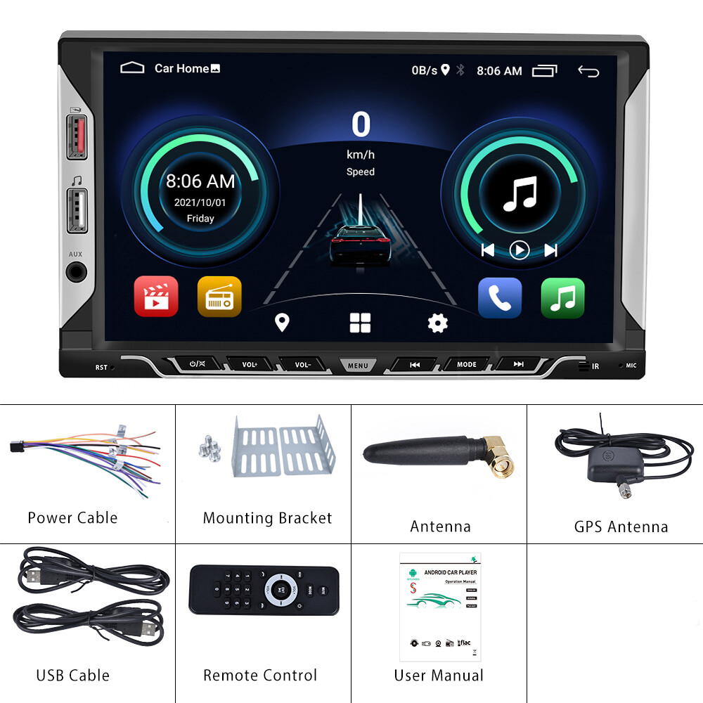 7" Double 2DIN Android 13 Car Stereo Touch Screen Bluetooth GPS WIFI USB  Radio