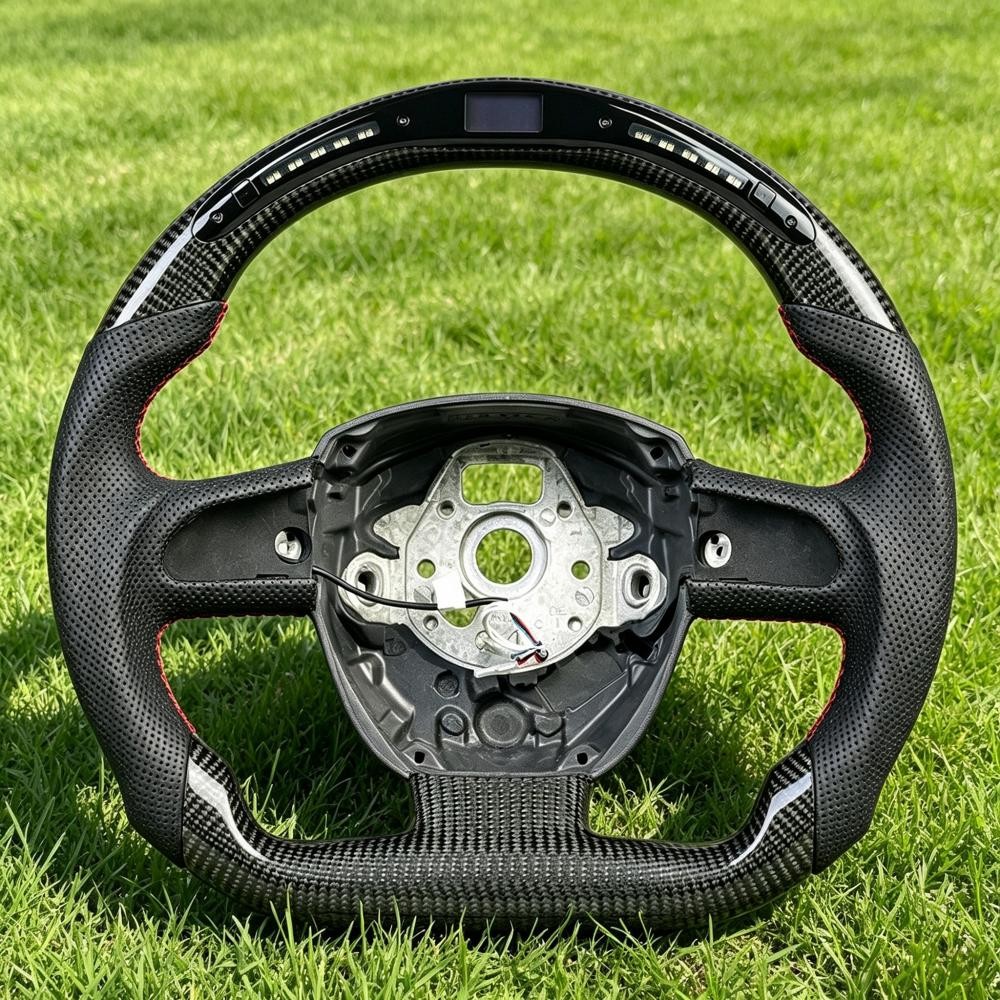 For Audi A4 A5 04‑12 Premium Direct‑Fit Flat Carbon Fiber LED Custom Sport Wheel