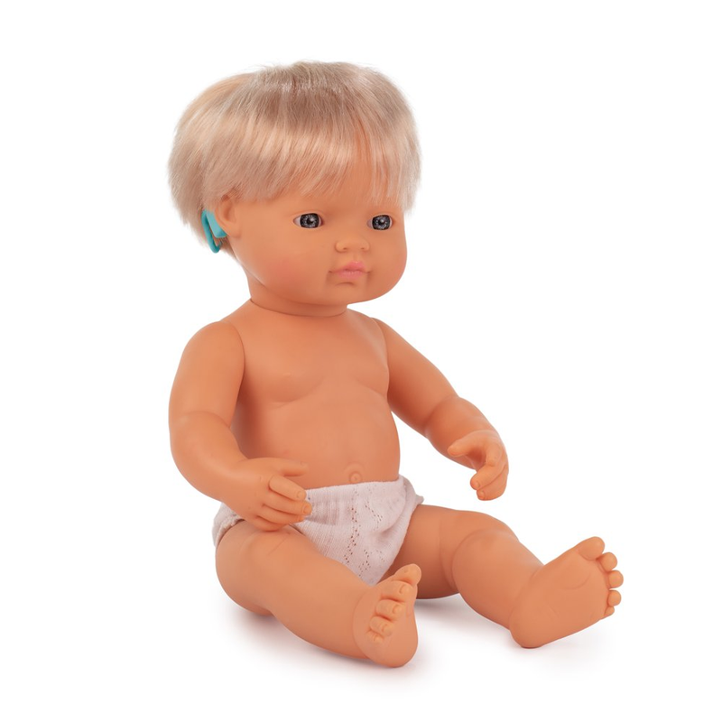 Miniland Educational 15 Inch Baby Doll Caucasian Girl, with Hearing Aid
