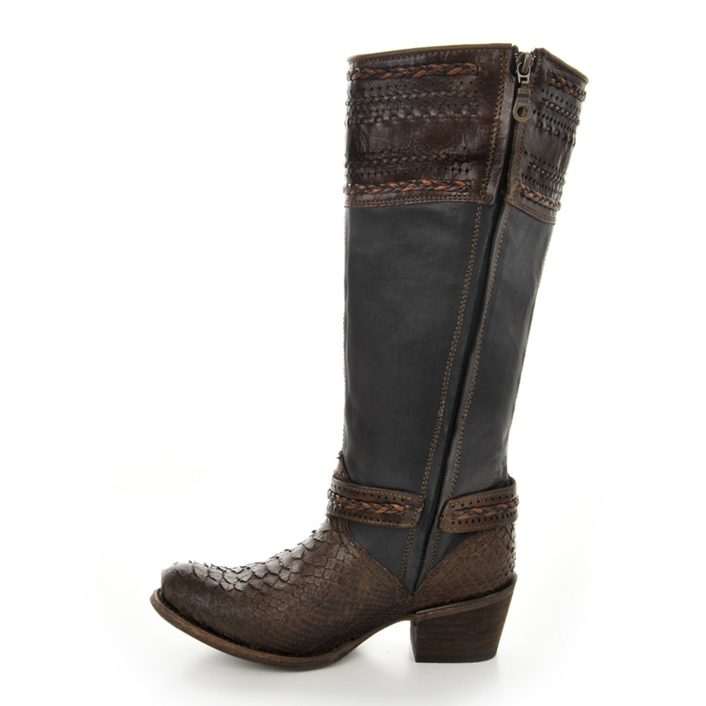 Pre-owned Cuadra Python Boots Women - Handmade By  Boots (2k08ph) In Brown