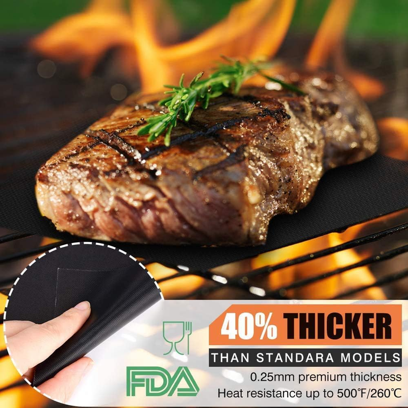 BBQ Grill Mat, Non-Stick Reusable Heat Resistant Baking Mat Pads, Durable Easy-t