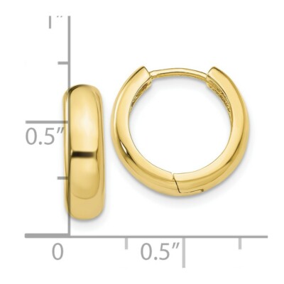 Pre-owned Skyjewelers Real 10kt Yellow Gold Curved Hinged Hoop Earrings