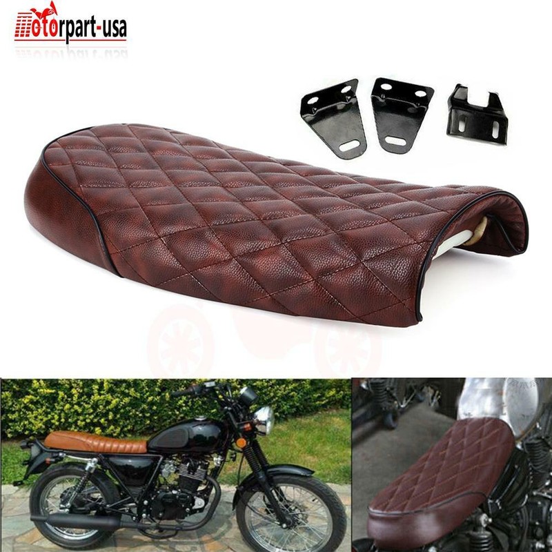 Motorcycle Cafe Racer Seat Flat Brat Saddle For Honda Yamaha