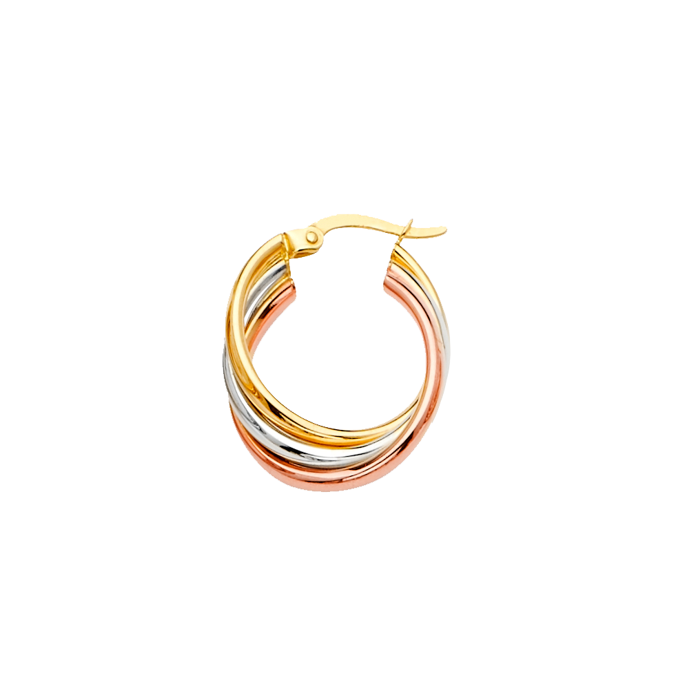 Pre-owned Tgdj 14k Tri Color Gold Hoop Earrings For Women