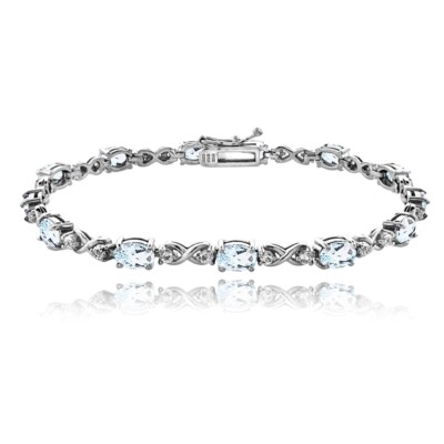Oval Infinity Blue & White Topaz Bracelet in Sterling Silver