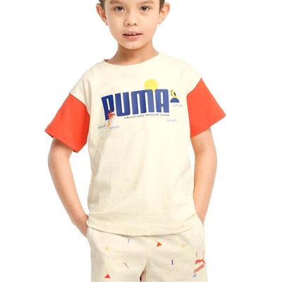 

Футболка Puma Tiny X с цветными блоками и круглым вырезом и короткими рукавами для маленьких мальчиков, размер, Бежевый, Puma Tiny X Colorblock Graphic Crew Neck Short Sleeve T-Shirt Tod
