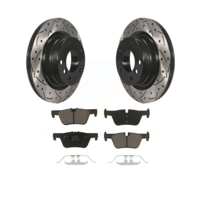 Rear Drilled Slotted Brake Rotors Pads Kit for 2012-2015 BMW 328i