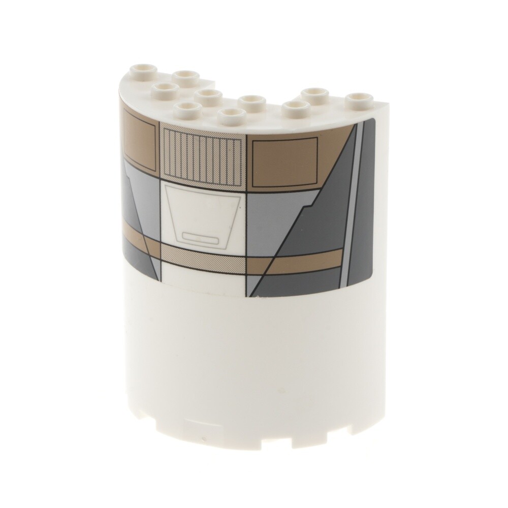 2x Lego Cylinder Half 3x6x6 White with 1x2 Cutout Half Round