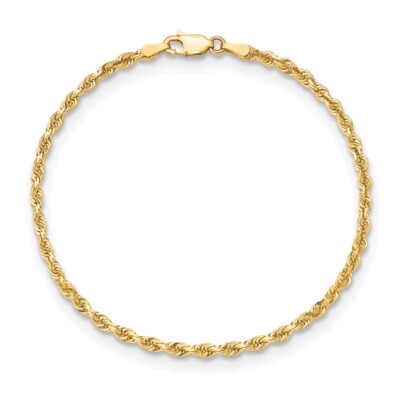 Pre-owned Superdealsforeverything Real 10k Yellow Gold 3mm Diamond Cut Quadruple Rope Chain Chain Bracelet; 8 Inch