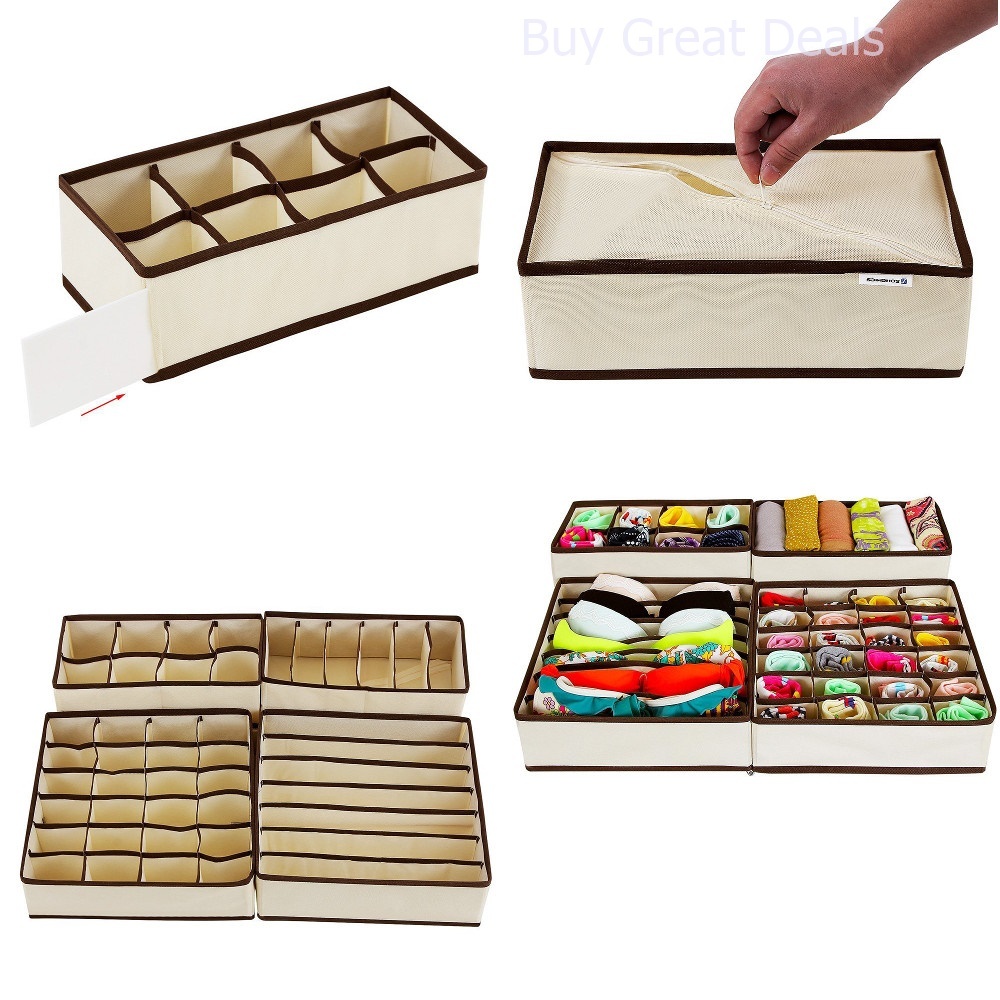 Underwear Drawer Organizer 4 Piece Set Socks Divider Closet Ties