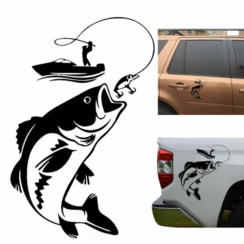 Vinyl Wall Decal Car Sticker Fishing Fisherman Hobby Fish Boat Stickers RD