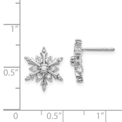 Pre-owned Superdealsforeverything Real 14kt White Gold Diamond Snowflake Earrings
