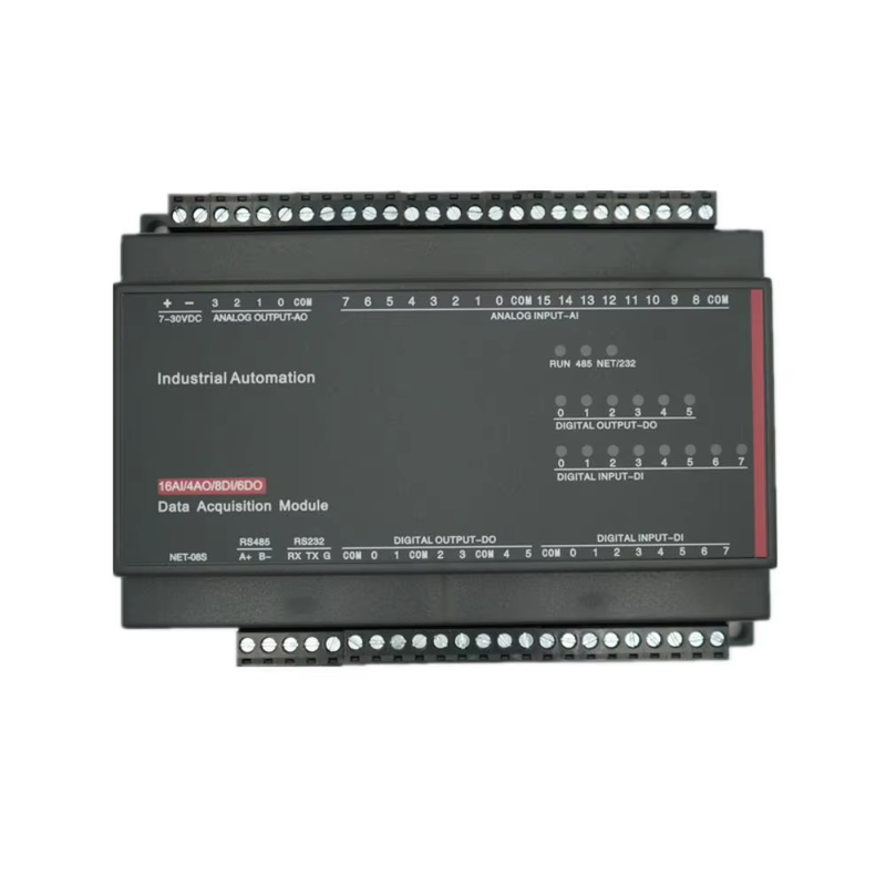 TCP-508S 16AI+4AO+8DI+6DO Ethernet module Standard MODBUS protocol Data acquisit