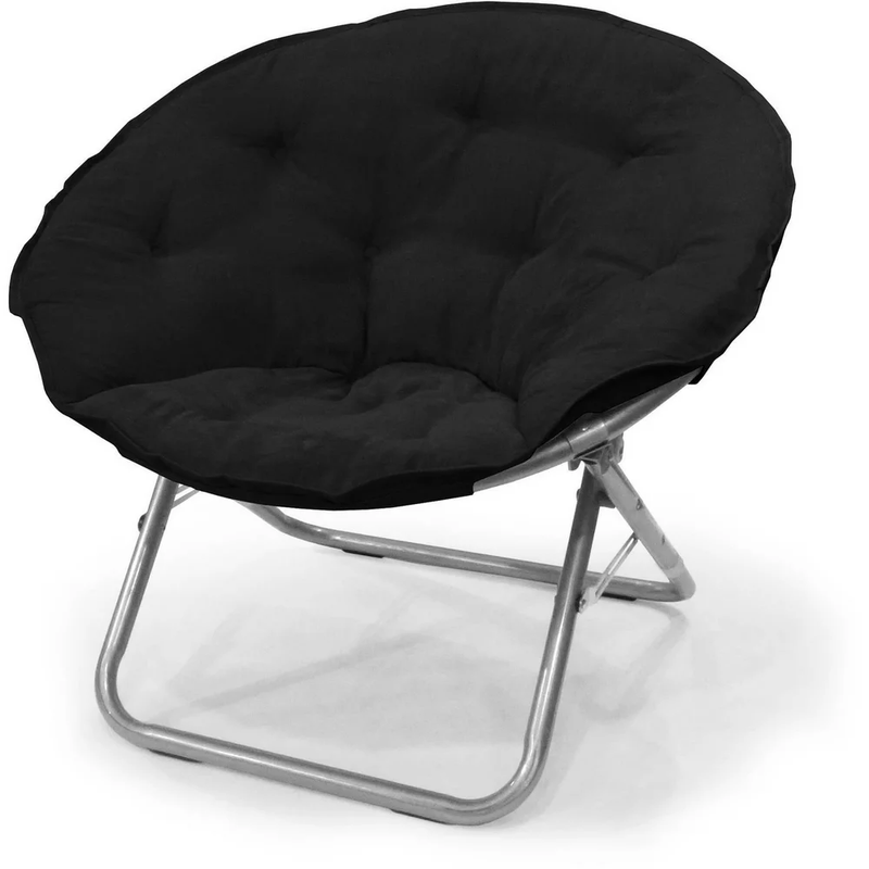 Mainstays 30" Saucer - Large Oversize Folding Moon Chair Super Soft Plush Black