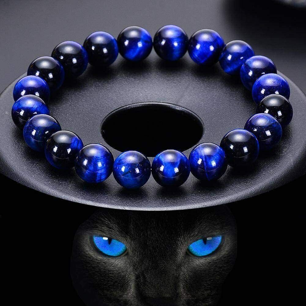 Natural Map Stone Mens Women Beaded Stainless Steel Bracelets Jewelry Tiger Eye