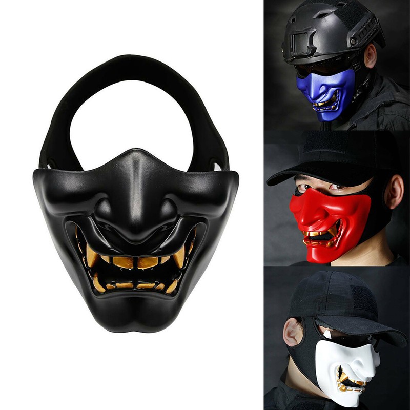 Half Face Mask Monster Kabuki Samurai Airsoft Evil Masks Hannya Oni Noh Mask~~ Half Face Mask Monster Kabuki Samurai Airsoft Evil Masks Hannya Oni Noh Mask~~