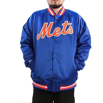 

Легкая атласная куртка Mitchell - Ness мужская синяя повседневная спортивная верхняя одежда STJ, Синий, Mitchell - Ness Lightweight Satin Jacket