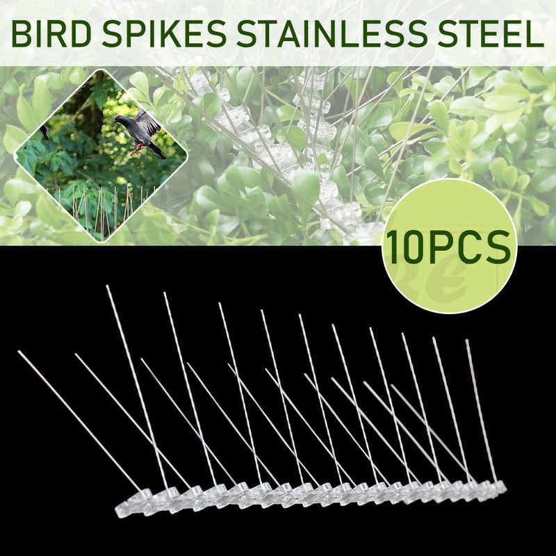 10x Anti Bird Spikes 5 Metre Stainless Steel Polycarbonate Base Pigeon Deterrent