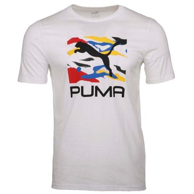 

Puma Slip Box Graphic Crew Neck Футболка с коротким рукавом Мужские белые повседневные топы 6712, Белый, Puma Slip Box Graphic Crew Neck Short Sleeve T-Shirt