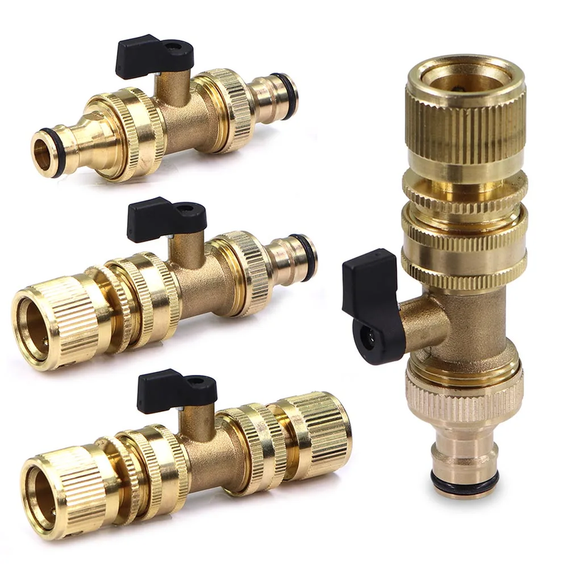 3/4" Brass Ball Balve Hose Adapter 16mm Quick Connector for Tubing Watering Coup