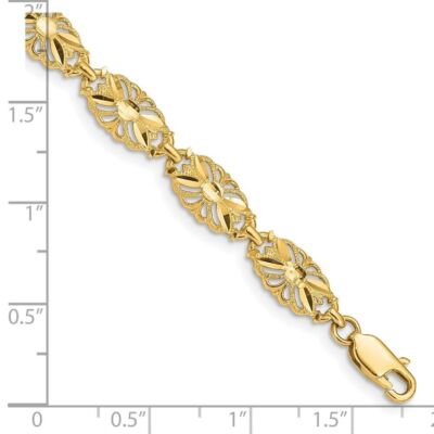 Pre-owned Diamond2deal 14k Yellow Gold Diamond-cut Bracelet For Womens 5.08gram