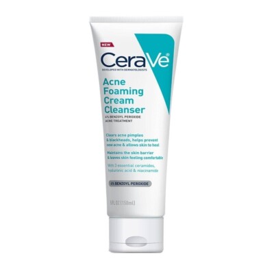 CeraVe Acne Foaming Cream Face Cleanser, Acne Treatment Face Wash 12/24 no box