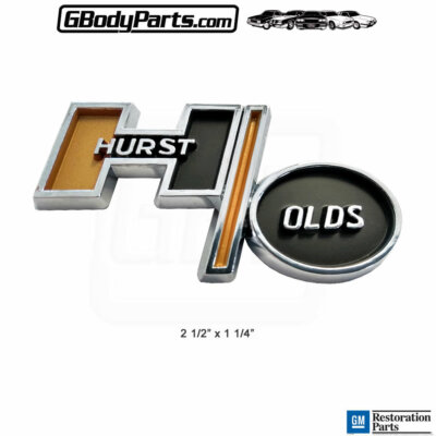 79 Hurst Olds Center Console Shifter Plate Black/Gold Plastic Emblem GM#22504971