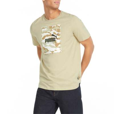 

Футболка с круглым вырезом Puma Camo Box Logo Мужские зеленые повседневные топы 849085-64, Зеленый, Puma Camo Box Logo Crew Neck T-Shirt