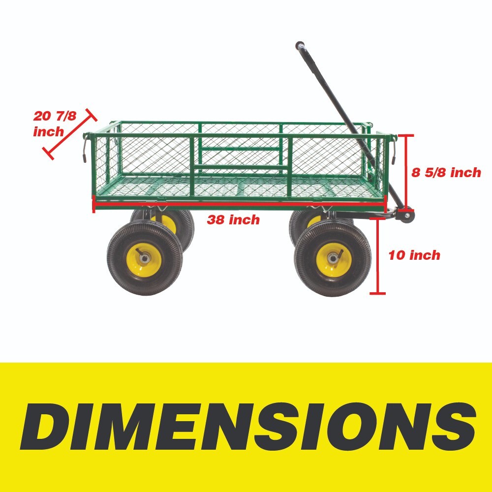Omni Tool Heavy Duty Steel Garden Cart, Removable Mesh Sides, 600 lb Capacity