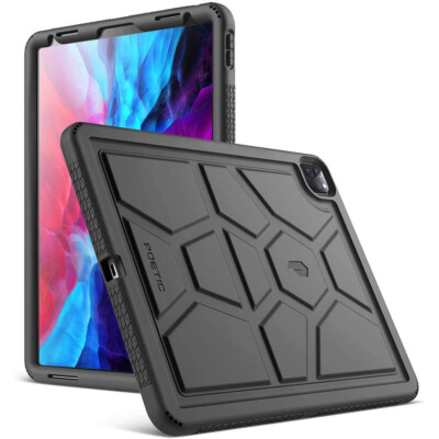 For iPad Pro 12.9 (2020/2018) Tablet Case Kids Friendly Silicone Cover Black