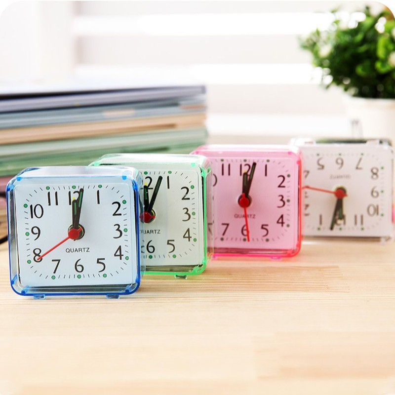 Small Twin Bell Silent Square Home Room Decoration Quartz Al
