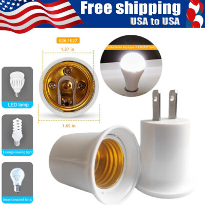 2Packs E26/E27Light Socket to Plug Adapter Plug-in Light Bulb Outlet Adapter USA