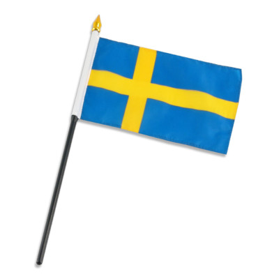 Sweden Flag 4''x6'' Desk Table Stick Premium Polyester (sewn edges)