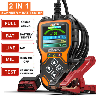 2 in 1 Car Battery Tester 12V 24V & Engine Code Reader OBD2 Diagnostic Scanner 