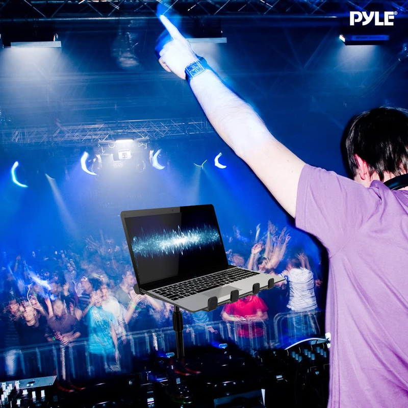 Pyle Folding Tabletop DJ Gear Stand, Adjustable Angle and Height DJ Laptop Stand
