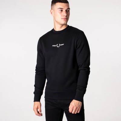 

Мужское худи с круглым вырезом и вышивкой Fred Perry черный